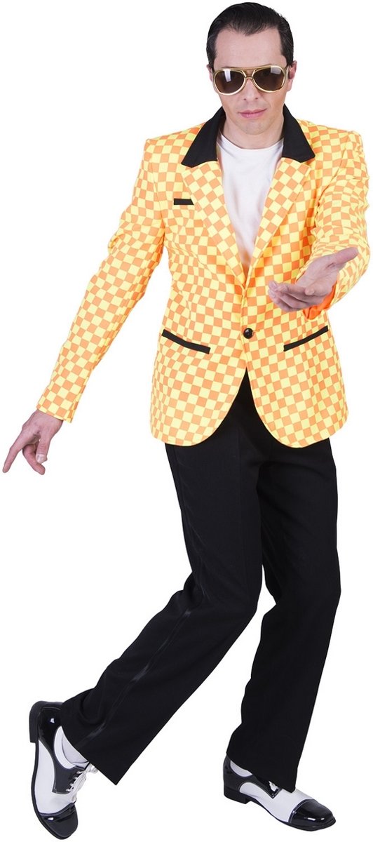 Rock & Roll Kostuum | Jasje Bill Rock And Roll Oranje Geel Man | Maat 52-54 | Carnaval kostuum | Verkleedkleding